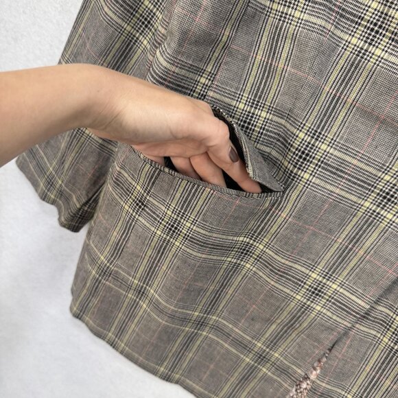 Sundance Blazer Womens Large Gray Glen Plaid Linen Cotton Blend 1 Button Jacket - Picture 4 of 11